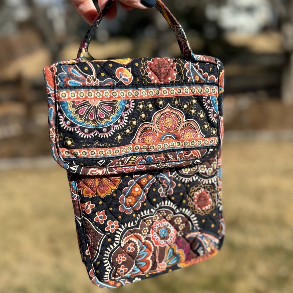 Vera Bradley RETIRED Kensington "Out To Lunch" Brown Paisley Floral Lunch Box